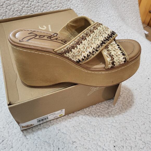 NEW ZODIAC Women's Nessa Raffia Wedge Slides Desert Size 6.5 M - Picture 2 of 9